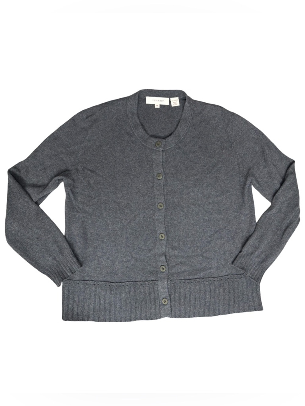 Inhabit Luxury Cashmere Cardigan Sweater Size Medium In Grey Heather Marled